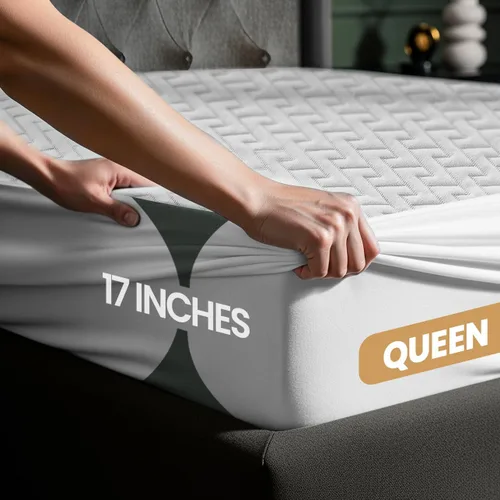 Miniatura 3 de Utopia Bedding – Protector impermeable de colchón tamaño Queen, funda de colchón premium con tela suave 3D Air, se ajusta hasta 17 pulgadas de Blanco