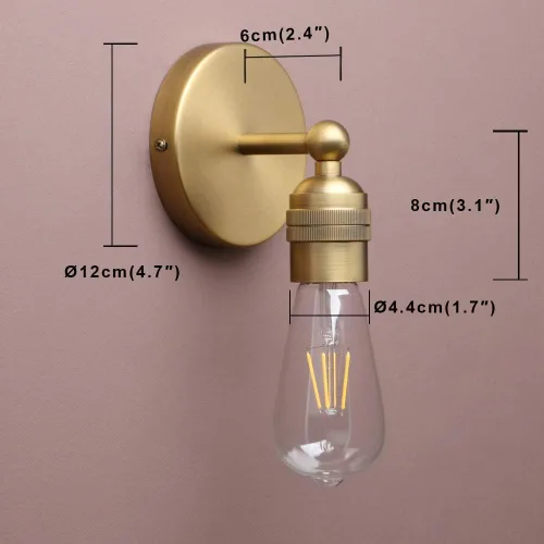 Yosoan Aplique de pared industrial vintage para interiores, paquete de 2 lámparas minimalistas cableadas modernas de cabeza desnuda de granja, metal