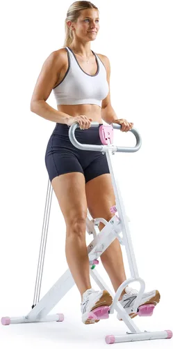 Sunny Health & Fitness Row-N-Ride - Entrenador de sentadillas, equipo de ejercicio plegable y de fácil instalación, resistencia ajustable, para Rosa