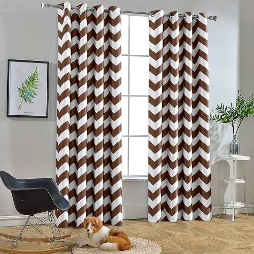 Miniatura 11 de Melodieux - Cortinas de chevron de moda para sala de estar y comedor, cortinas con ojales oscurecedores y parte superior para ventanas