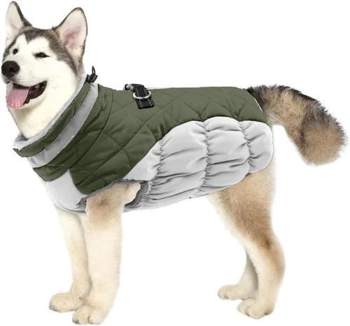 Miniatura 39 de Lelepet Abrigo cálido para perro, abrigo de invierno para perro, chaqueta impermeable para perros con arnés incorporado, chaleco reflectante