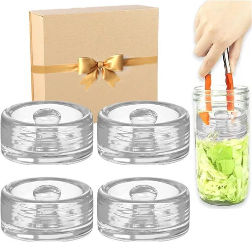 Miniatura 7 de Pesas de vidrio de fermentación con mango de fácil agarre para frascos Mason, sin plomo, lavables (2 piezas)