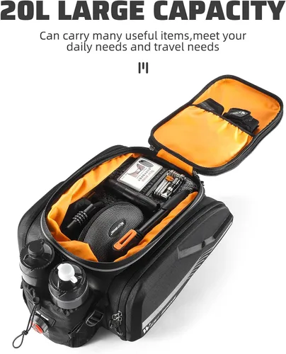 Miniatura 7 de Bolsas para bicicletas impermeables para el portaequipajes trasero Bolsa de alforjas de gran capacidad de 35L con fondo extra acolchado de espuma