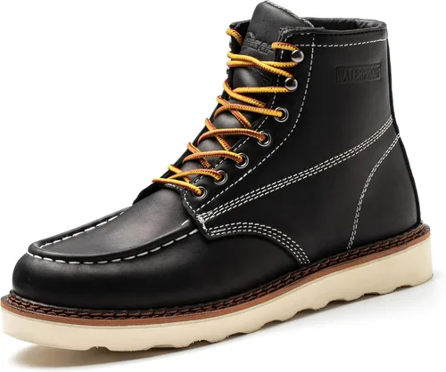 Miniatura 8 de Botas de trabajo para hombre - Botas de trabajo de 6 pulgadas con punta de cuña suave, Botas de trabajo impermeables para hombre Marrón