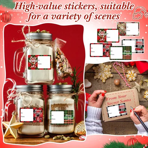 Miniatura 6 de Outus 500 etiquetas de Navidad, etiquetas autoadhesivas de regalo para regalos de Navidad, pegatinas de etiquetas de nombre de Navidad para papel