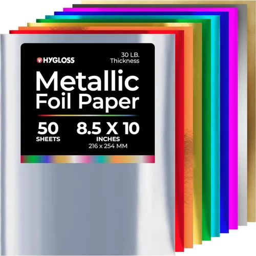 Miniatura 9 de Hygloss Papel de aluminio metálico, 20 hojas, 10 hojas de papel metálico surtido, 8.5 x 10 pulgadas, papel de aluminio ideal para manualidades