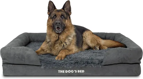Miniatura 50 de The Dog's Bed - Cama ortopédica de espuma viscoelástica para perros medianos, colchón de soporte de alta densidad, entrada frontal baja, funda negro