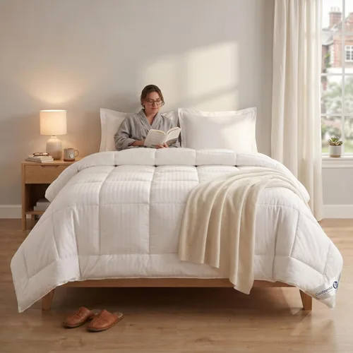 Miniatura 7 de Continental Bedding Affinity - Edredón alternativo de plumón, 100% algodón, funda de 300 hilos, relleno de edredón para todas las estaciones