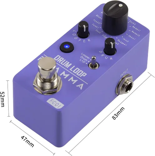 Miniatura 4 de Pedal looper FLAMMA FC01 y máquina de ritmos 2 en 1, pedales de guitarra con looper de tambor, tiempo de bucle de 20 minutos con 16 ritmos