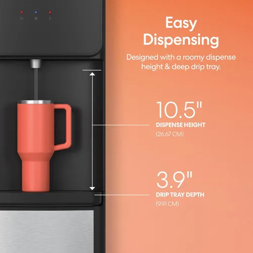 Miniatura 7 de Brio CLTL130SS Serie 130 Dispensador de enfriador de agua de carga superior para botellas de 3 y 5 galones, caliente y frío, carga sin derrames