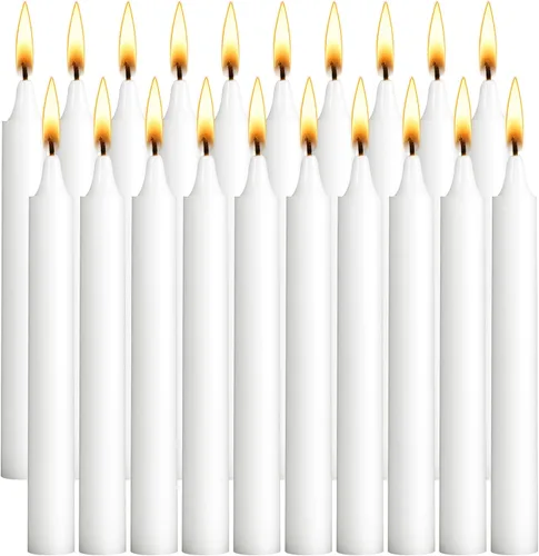 Viyffo Paquete de 20 velas cónicas blancas, mini velas sin goteo de 4 pulgadas, sin perfume, tiempo de combustión de 1.5 horas para rituales,