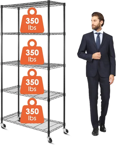 Miniatura 11 de WDT Estantes de almacenamiento de 3 niveles, estantes de metal resistente, estante ajustable con ruedas para el hogar, oficina, garaje, cocina