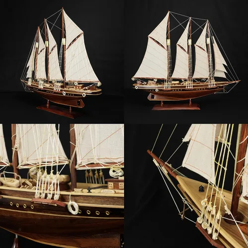 Miniatura 3 de vinacreations Atlantic Yacht modelo de madera de barco de 24 pulgadas, estanque, yate, velero, modelo de madera americana, barco, artesanía, hogar