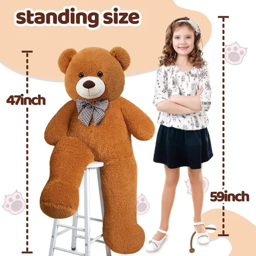 Miniatura 4 de SNOWOLF Oso de peluche gigante de 47 pulgadas, regalo para el Día de la Madre, oso de peluche gigante de 47 pulgadas, lindo oso suave de tamaño real