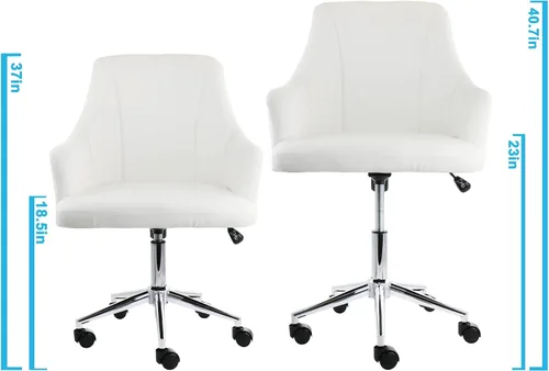 Miniatura 3 de Elama Silla de oficina ajustable de piel sintética en color blanco con acabado cromado