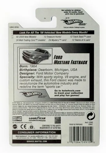 Miniatura 2 de Hot Wheels 2008 027 Nuevos Modelos Ford Mustang Fastback Rojo 2008 27