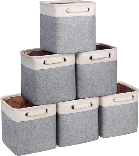 Miniatura 7 de Cubos de almacenamiento de tela de 10.5 x 10.5 x 11 pulgadas, cubos de almacenamiento para organizadores de armario y estantes de almacenamiento