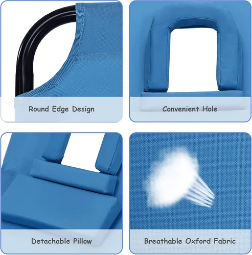 Miniatura 6 de GYMAX Sillón de playa, silla para tomar el sol, silla plegable ajustable reclinable con agujero para la cara
