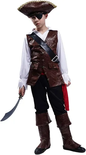 Miniatura 5 de PGOND Disfraz de pirata de lujo para niños con sombrero