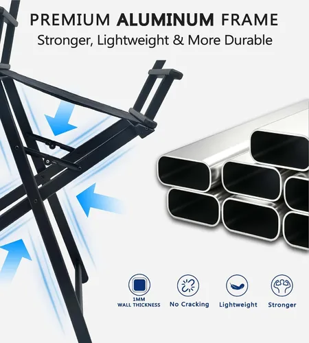 Miniatura 3 de Silla plegable extra alta de 30 pulgadas, silla de aluminio ligera para artista de maquillaje para cliente, silla de director portátil para estudio