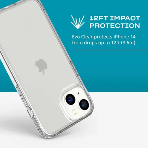 Miniatura 3 de tech21 Funda transparente para iPhone 14 Evo, resistente a los arañazos, absorción de golpes, con protección contra caídas de 12 pies
