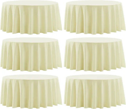 Miniatura 40 de Paquete de 2 manteles redondos de 90 pulgadas, manteles lavables de poliéster de lino decorativo para la mesa del comedor, banquetes, fiestas