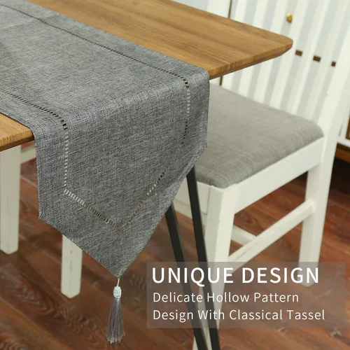 Miniatura 4 de Tosewever Camino de mesa decorativo de lino con borlas, colección de mesa de 14 x 72 pulgadas, caminos de mesa para todos los días, comedor, boda