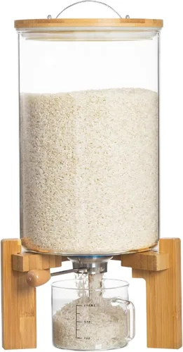 Miniatura 9 de Dispensador de arroz, contenedor de almacenamiento de arroz, contenedor de harina y cereales para organización de cocina y despensa, dispensador