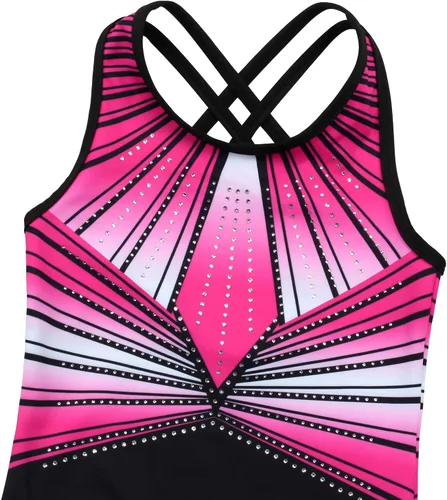 Miniatura 20 de MODAFANS Leotardos de gimnasia para niñas brillantes para bailar ballet, pantalones cortos con espalda cruzada