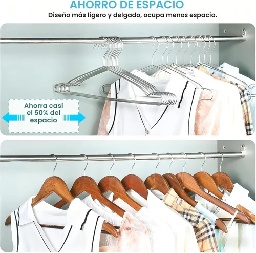 Miniatura 3 de Perchas para abrigos, 40 unidades, Seropy, perchas de metal, resistentes, de alambre, con muesca antideslizante, perchas de acero inoxidable