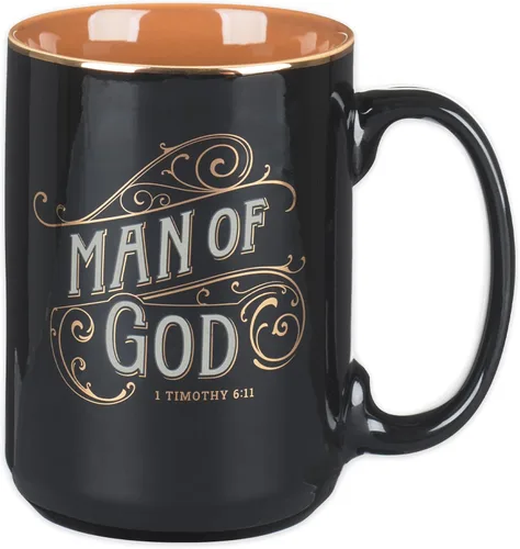 Christian Art Gifts Taza grande de cerámica inspiradora con escritura bíblica para café y té para hombres: Versículo bíblico que anima al hombre de