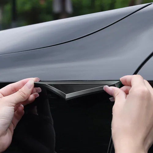 Miniatura 3 de Par de accesorios de metal 3D para automóvil para puertas laterales, hoja, calcomanías para guardabarros de automóvil, emblema de ala lateral, Negro