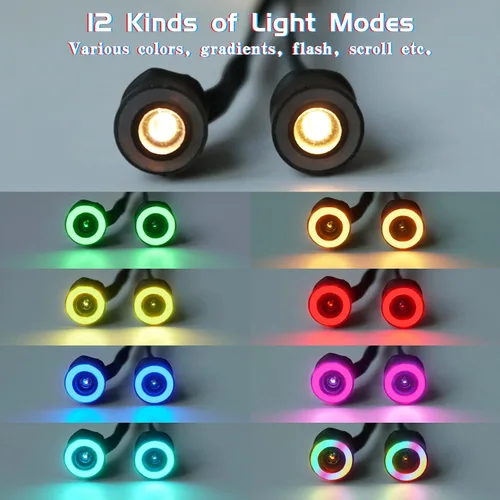 Miniatura 3 de OGRC Luz RC Faros RC Ojos de Ángel 12 Modos 1/24 Luz RC para Axial SCX24 C10 / JLU/Deadbolt/Bronco/Jeep Gladiator RC Crawler Car