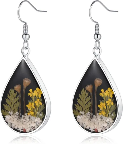 Miniatura 65 de Forget-Me-Not and Queen Anne's Lace Pressed Wildflower Earrings Pressed Flower Earrings Handmade Drop and Dangle Earrings Gift for Woman
