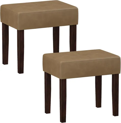 Miniatura 14 de EOSVALO Taburete de tocador de cuero, banco otomano rectangular de 18.7 pulgadas de ancho para sala de maquillaje, silla de tocador con patas