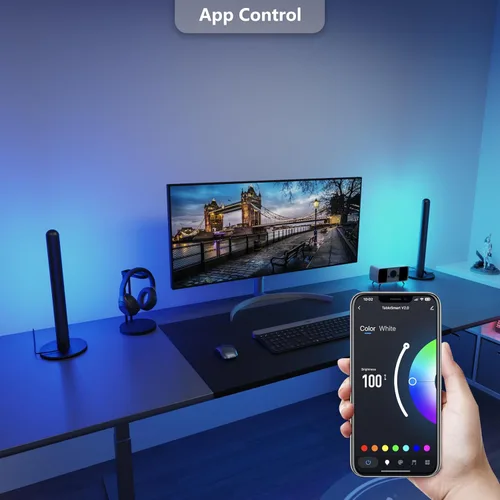 Miniatura 4 de LAMPAOUS Barras de luz LED inteligentes, funcionan con Alexa y Google Assistant, retroiluminación RGBCW WiFi TV con modos de escena y música