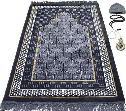 Modefa Alfombra de oración turca de terciopelo islámico, gruesa, ancha y suave, para hombres y mujeres, doble felpa grande Janamaz - Regalo de Eid y