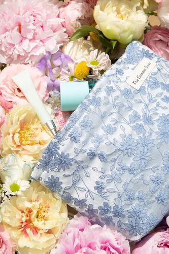 Miniatura 3 de The Summer Swan Bolsa de cosméticos florales Bolsa de maquillaje estética grande para artículos personales de viaje, bolsa de cuidado de la piel