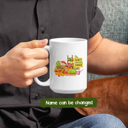 Miniatura 2 de Taza de cerámica de jardinero – Regalo de jardín vegetal personalizado con nombre del propietario del jardín – Taza de café de plantas para amantes