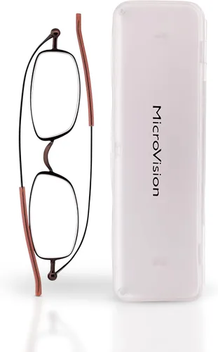 Gafas de lectura de aire plegables planas con tecnología patentada de bisagra rodante y estuche compacto para mujeres y hombres Bronce Rectangular