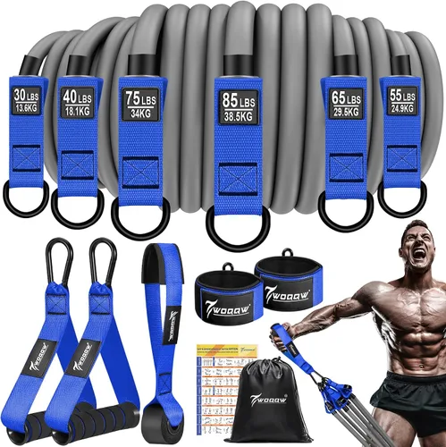 WOQQW Bandas de resistencia pesada para entrenamiento, bandas de ejercicio de 350 libras/450 libras con asas, juego de bandas de entrenamiento para