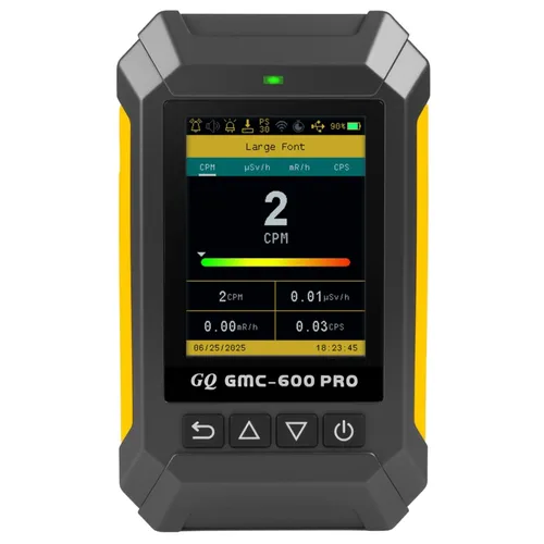 GQ 600 PRO Contador Geiger Detector de Radiación Nuclear – Dosímetro para Alfa, Beta, Gamma, Rayos X – Monitor de Radiación Portátil con Datos en