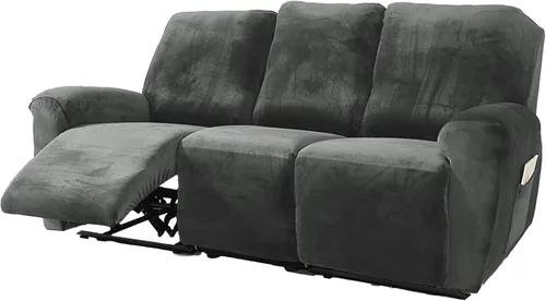 Miniatura 7 de NORTHERN BROTHERS Velvet - Funda para sofá reclinable de 3 plazas, 8 piezas, funda elástica y antideslizante, lavable, apta para mascotas y niños