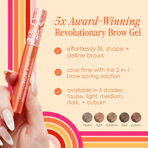 Miniatura 4 de Grande Cosmetics GrandeBROW - Gel tintado para cejas 2 en 1 + suero para mejorar las cejas Medio