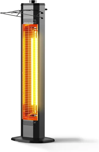 Calentador eléctrico para patio al aire libre, calentador de torre infrarrojo de 34 pulgadas de 1500 W con calentamiento instantáneo, protección 34"