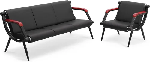 Miniatura 16 de wonline Banco de sala de espera, sillas de recepción de muebles de oficina con brazos, sillas de cuero adecuadas para clínica, aeropuerto, hospital