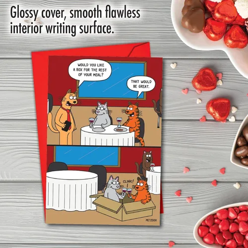 Miniatura 3 de NobleWorks Tarjeta de felicitación del día de San Valentín con sobre de 5 x 7 pulgadas para hombres, mujeres y parejas (1 tarjeta) caja de gato