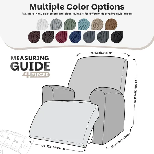 Miniatura 2 de VANSOFY Fundas para sillas reclinables, 4 piezas, elásticas, de tela jacquard, suave funda para silla reclinable, protector de muebles con parte