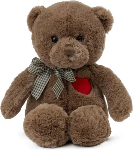 Riuhot Oso de peluche pequeño con corazón, bonito oso de peluche blanco, oso suave, juguetes de peluche, regalos para novia, novio, niño