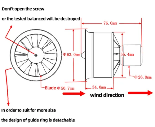 Miniatura 4 de Flycolor EDF 50mm 4900KV 3S Empuje Máximo 770g 11 Hélices Ventilador Canalizado con Motor RC Sin Escobillas con ESC 40A(2~4S) Equilibrado Probado